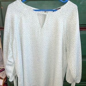 Papermoon Mint Green Polka Dot Blouse. Size Large. Tie sleeves, zipper in back.